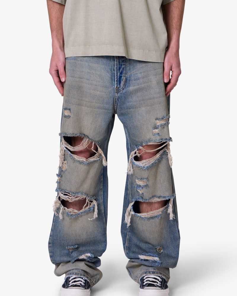 Ultra Baggy Orange Dusted Denim - Blue