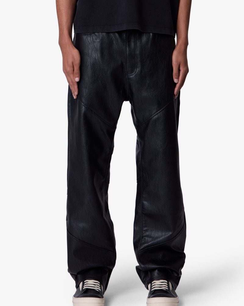 Ultra Baggy Paneled Leather Pants - Black