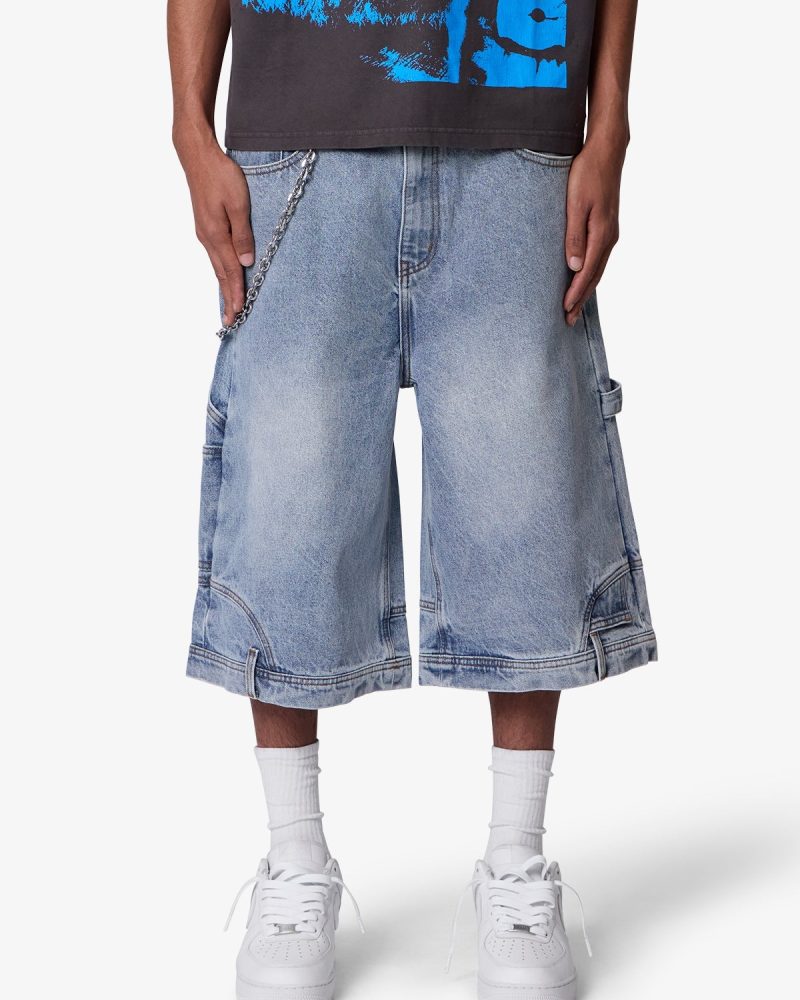 Ultra Baggy Reconstructed Denim Shorts - Blue
