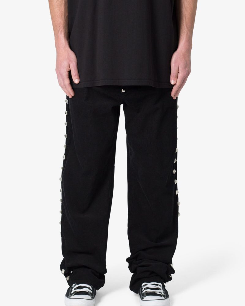 Ultra Baggy Studded Corduroy Pants - Black