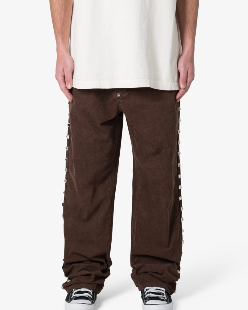 Ultra Baggy Studded Corduroy Pants - Brown