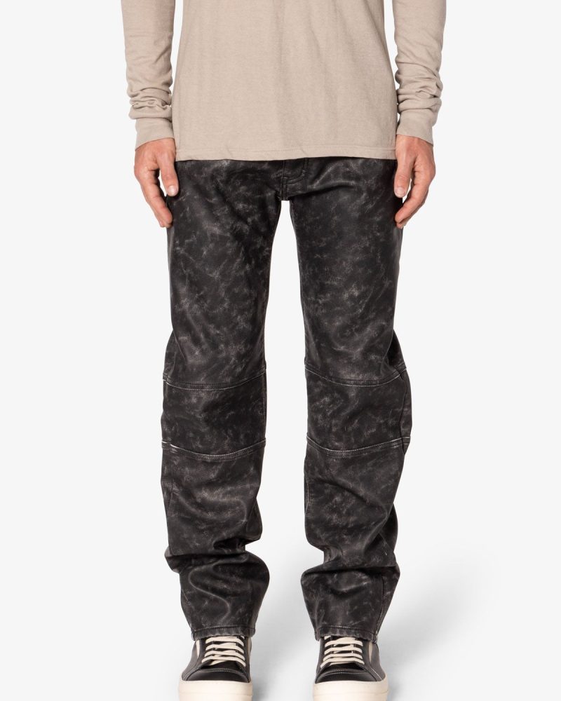V706 Washed Leather Pants - Black