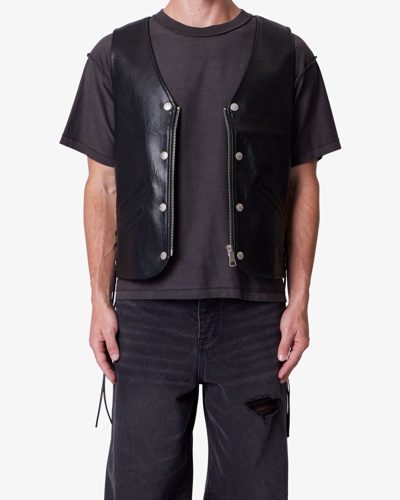 Vintage Biker Vest - Black
