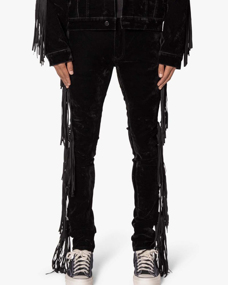 X655 Fringe Western Denim - Black