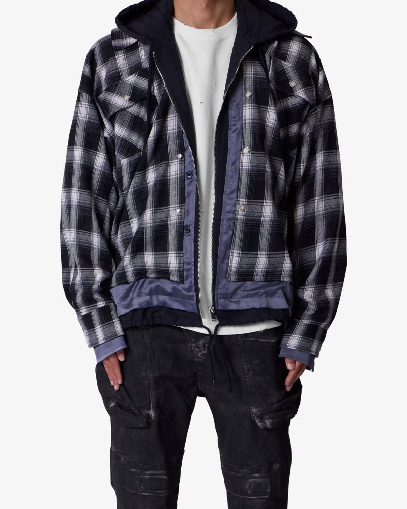Zipped Up Flannel Jacket - Black