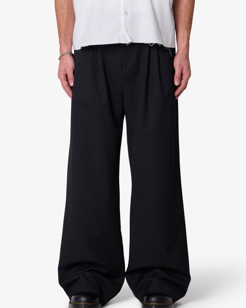Easy Pleated Trouser Pants - Black