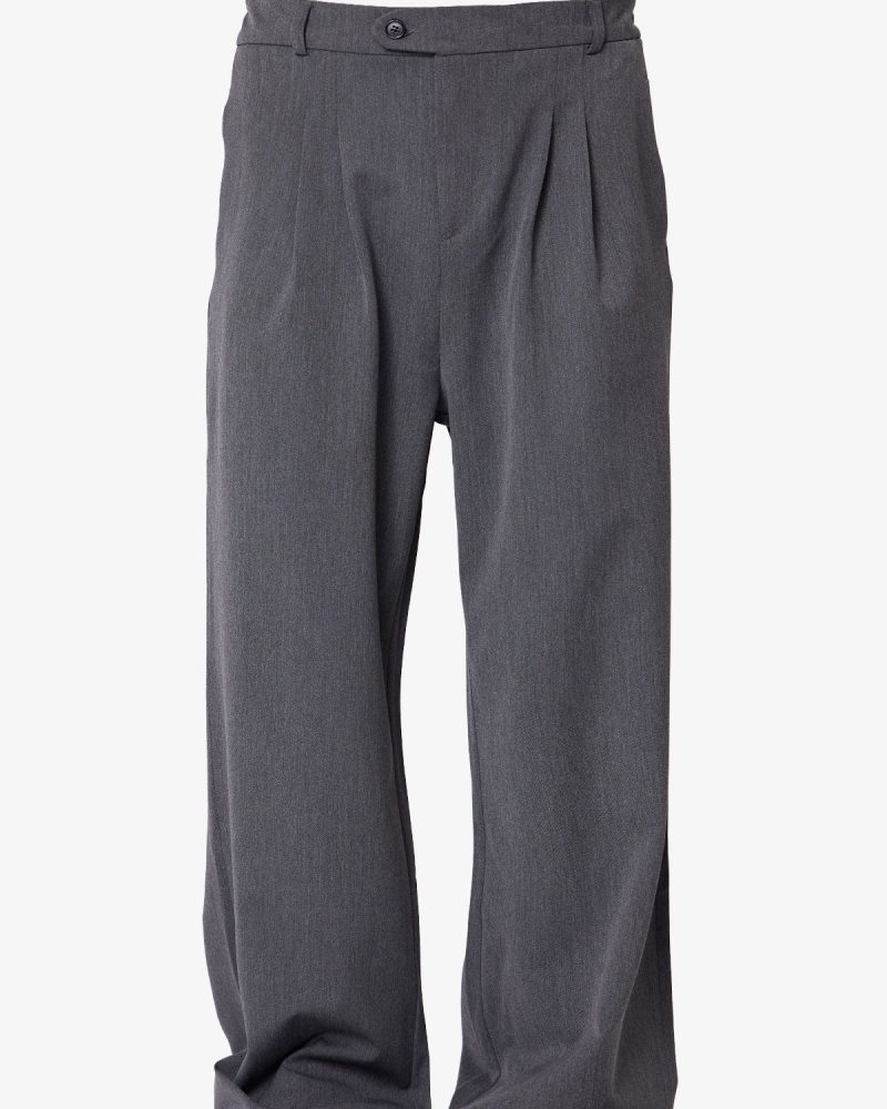 Easy Pleated Trouser Pants - Grey