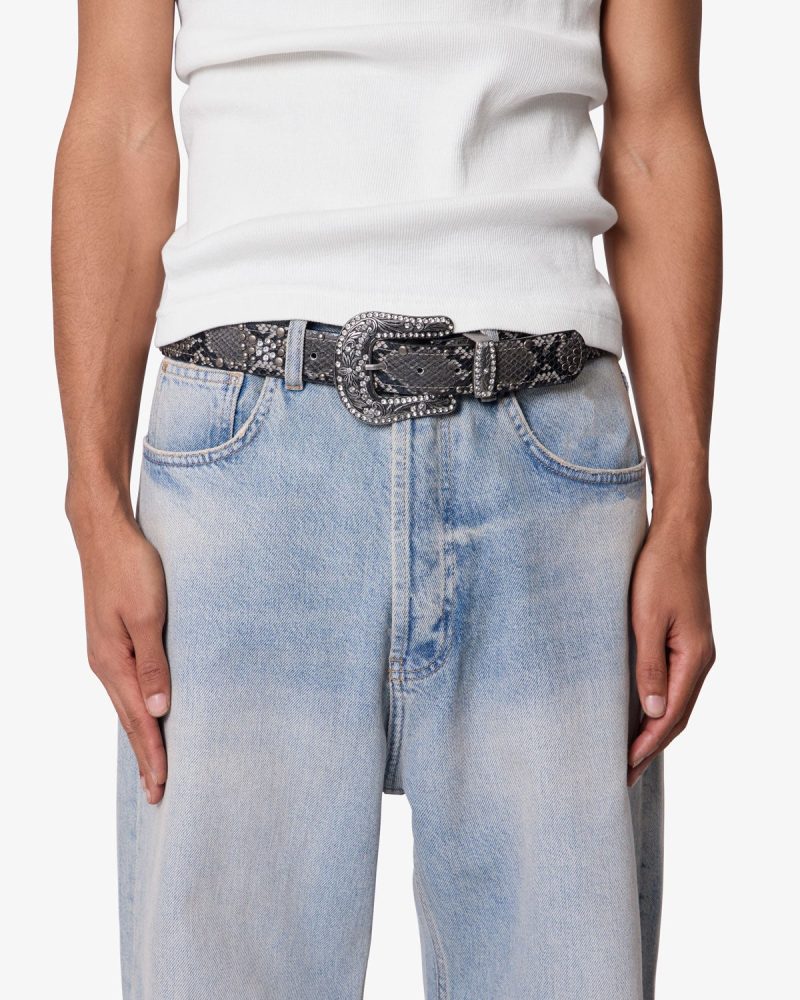 Python Studded Belt - Black/Brown