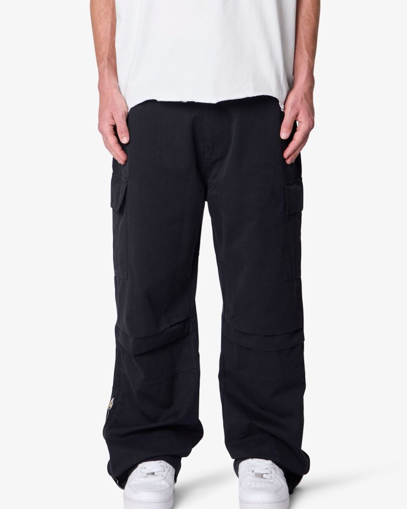 Ripstop Side Zip Cargo Pants - Black