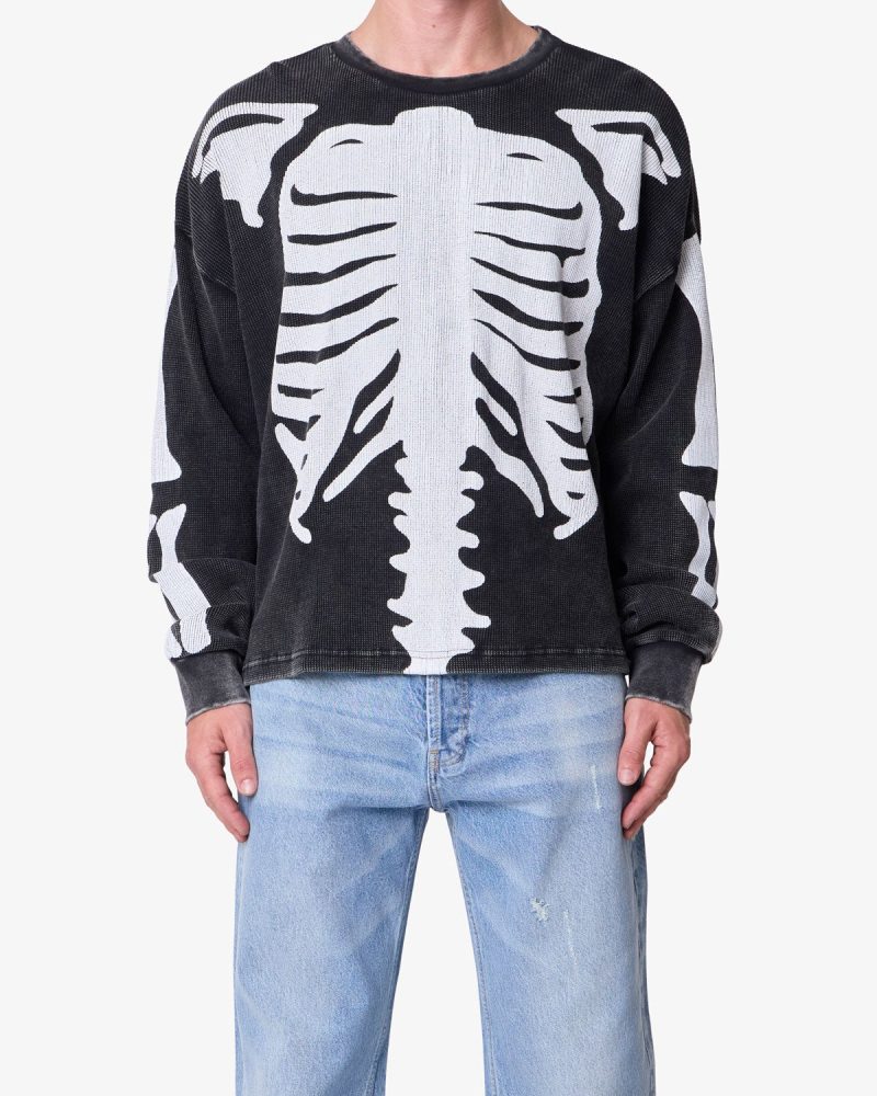 Skeleton Thermal L/S Shirt - Washed Black