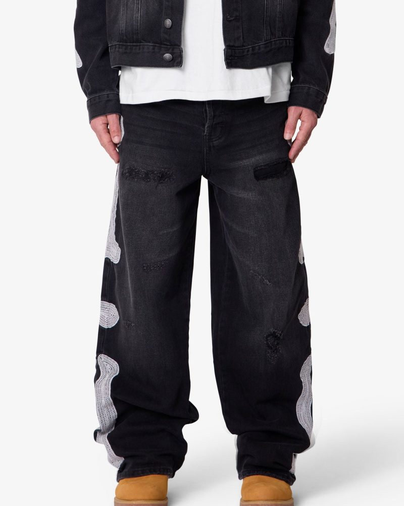 Skeleton Ultra Baggy Denim - Washed Black