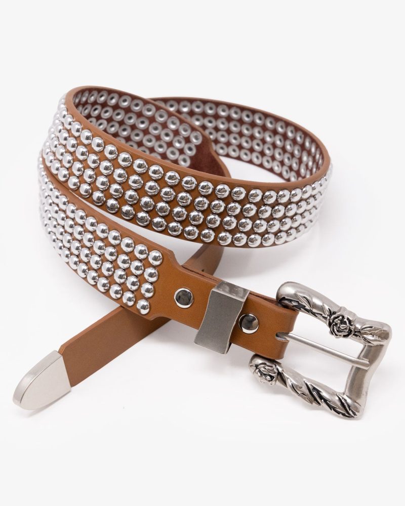 Vintage Studded Belt - Brown